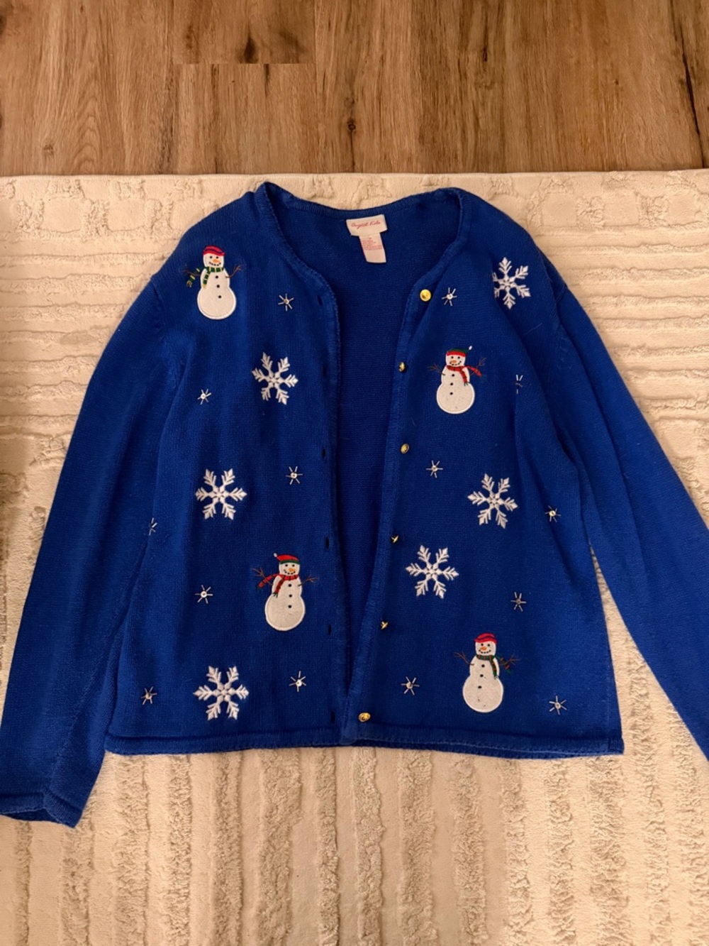 Blue Snowman & Snowflake Cardigan Sweater